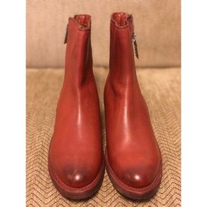 Frye Demi Zip Bootie in color Red Clay